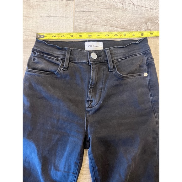 FRAME Size 25 Le High Rise Flare Jean Black Wash Bell Bottom Womens - Picture 3 of 11